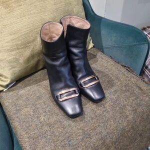 LK Bennett Black Ankle Boots with Gold Buckle